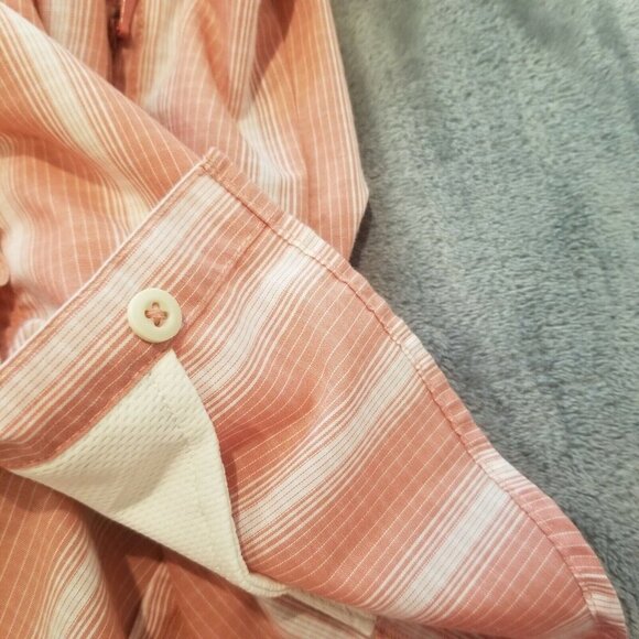 Patagonia Top Women Sz 8 Long Sleeve Button Down Shirt Lightweight Striped Peach - Picture 6 of 7